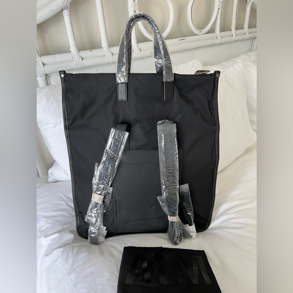 ATM Anthony Thomas Melillo Black Nylon Leather Backpack Tote Unisex NWT main image 8
